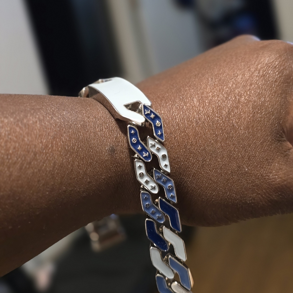 Silver and Blue Chain Bracelet